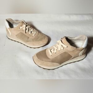 Veronica Beard Tan and White Sneakers Retro-Inspired Design Size 8.5 Women's